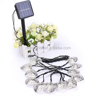 China String 12 Solar Led Metal Heart Shape Star Outdoor Party Wedding Holiday String Lights for sale