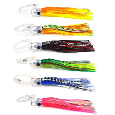 China Suitable for all Crystal Clear Head Octopus Skirts Acrylic Trolling Lures Saltwater Tuna Marlin Wahoo Rigged with Hook Trolling Lures for sale