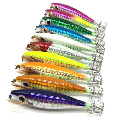 China Plastic Bigeye Shrimp ABS Lure Squid Hook Fake Nylon Egi Wood Plastic Optional Bright Compound Double Bait Fishing Lure for sale