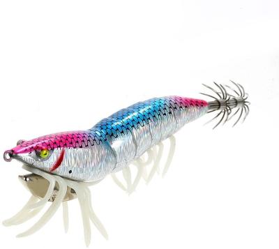 China Plastic EIGHT CLAWS 5pcs 12cm 21g Noctilucent Fishing Shrimp Lure Prawn Squid Bait Hard Artificial Fishing Set with Squid Jigs Hook for sale