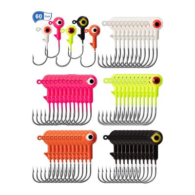 China High Carbon Steel EIGHT CLAWS 60 Pieces Fishing Lures Bait Heads Ball Head Hooks Around Lead Ball Head Jigs for sale