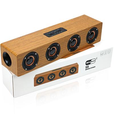 China AirPlay Woodgrain USB Wireless Speaker Plug In Portable Outdoor TV Audio Subwoofer FM Walmart Wireless HIFI Supermarket for sale