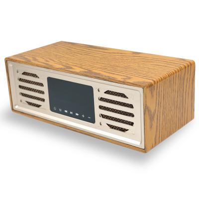 China 2022 New AirPlay Wooden Box Speaker With Super Bass Loud Bamboo Wood Home Audio Wireless Speakers With 50W RMS With Subwoofer Line for sale