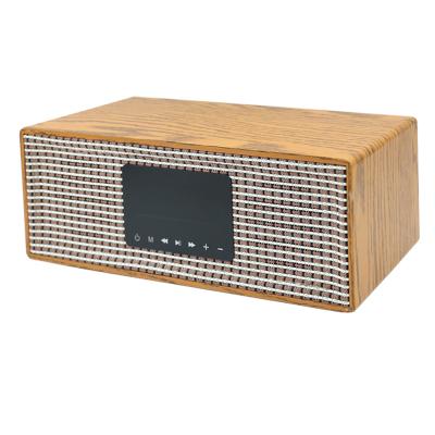 China AirPlay Wooden Body Wireless Speaker with Lights 50W HD Sound and Record Bass Four Stereo Loud Portable Speakers for Outdoor Home Party for sale