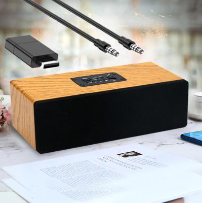 China Wood Portable Wireless Stereo System Speaker Volume Control/Handsfree/FM/TF/U-Disk PC TV Loudspeaker Sound Pole FM Radio Computer Desktop Speaker for sale