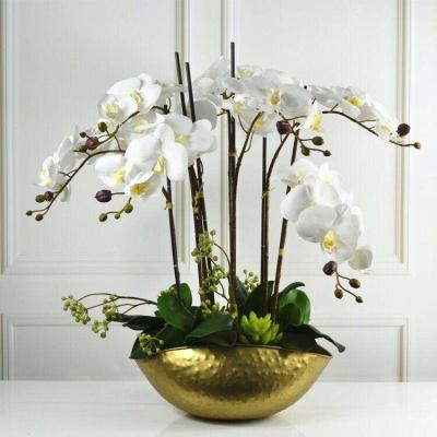 China North America Gold Lunar New Year Flower Holly Blessing Bucket Flower Container Phalaenopsis Metal Ingot Pot Iron Flower Pot for sale