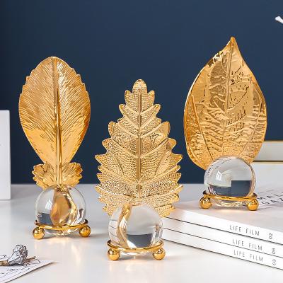 China Crystal Ball Decoration Study Model Simple Modern Luxury Gold Room Foil Metal Light Metal Desk Decorations for sale