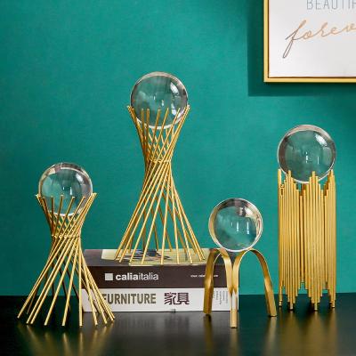 China Nordic Light Luxury Metal Crystal Ball Decoration Living Room TV Cabinet Iron Decoration Creative Home Decoration for sale