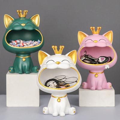 China Creative Resin Cat Resin Storage Decoration Home Living Room Corridor Key Storage Desktop Crafts Ornaments Supply for sale