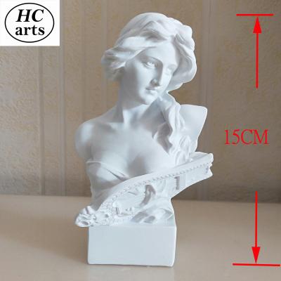 China 15cm Resin Piano Female Chest Statue Plaster Head Portrait Statue Sculpture European Ins Style European Style Ornaments Nordic Art for sale