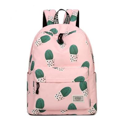 China Women Cute Waterproof Fairy Cactus Backpack Print Plant Ball Bookbag School Bag For Teenage Girls Kawaii Pink Backpack for sale