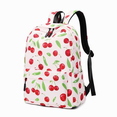 China Waterproof cherry printed backpack schoolbag for female middle school and elementary school students simple and lightweight backpack for sale