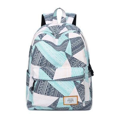 China Fashion Polyester Raincoat Women Raincoat Lady Blue Personalized Geometric Printing Large Capacity College Daily Mochila for sale