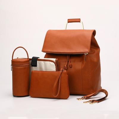 China Double Shoulder Container 4pcs/set PU Diaper Bag Backpack Mummy Bag Fashion Mother Bag Interior Warm Luxury Leather Baby Bag Double Shoulder Diapers Padded for sale