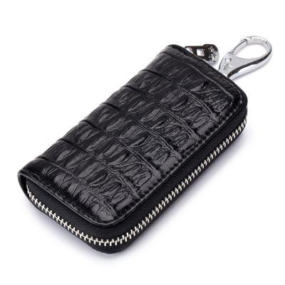 China Normcore / Minimalist Women Men Small Leather Key Ring Leather Key Organizer Crocodile Zipper Car Pattern Key Organizer Men Small With Card Slot for sale