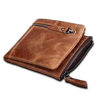 China No atinfor RFID Blocking Men Short Buckle Genuine Leather Wallets Vintage Male Brown Travel Card Holder Coin Pocket Purse for sale