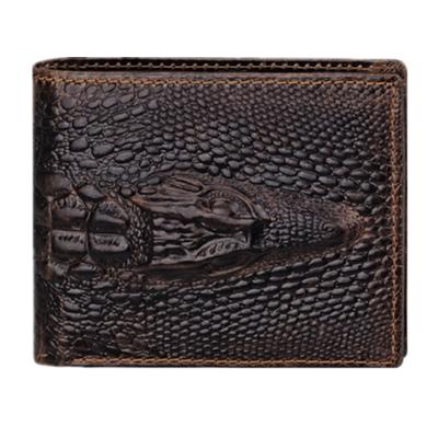 China No Clip Crocodile Pattern Unique Men's Single Main Short Wallet Retro Small Wallet atinfor Design Travel Clutch Purse Silver Leather Clip for sale