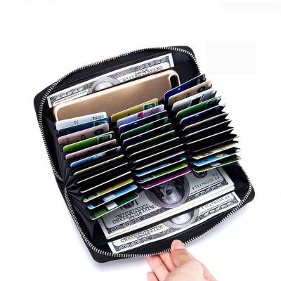 China Fashion atinfor RFID Blocking 36 Card Slot Leather Men Women Wallets Card Holders Long Credit Card Holder Passport Minimalist for sale