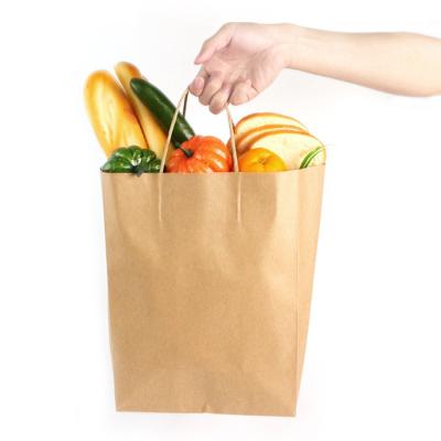 China Heavy Duty Craft Vegetable Paper Bags 100% Biodegradable Recyclable Without Handles Plain Brown Kraft Paper Grocery Bag For Supermarket for sale