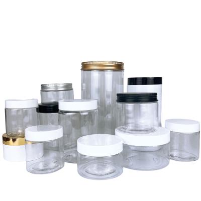 China Clear Empty Peanuts Plastic Round Picosecond Jar Food Container Loose Cosmetic Clear Plastic Powder Cosmetics for sale