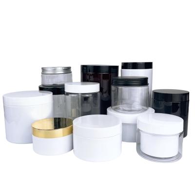 China OEM Empty Cosmetic Storage Containers Biodegradable Cosmetic Packaging Plastic Cream Jar With Gold Lid for sale