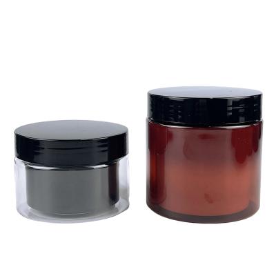 China Storage 50ml 100ml 250ml 300ml Plastic Jar With Lid Amber Black Clear PET Cosmetic Packaging White Plastic Cream Jar With Plastic Lid for sale