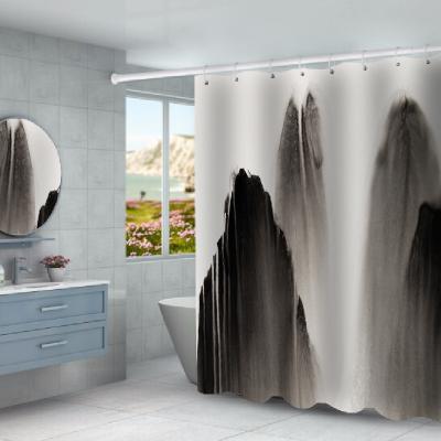 China Viable Wholesale Custom Design Digital Printing Waterproof Hookless Bathtub Covered Show Curtain Bathroom 004 for sale