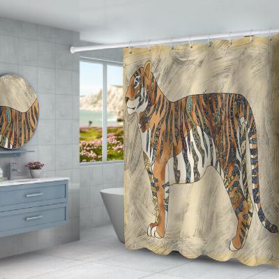 China Viable Wholesale Custom Design Digital Printing Waterproof Hookless Bathtub Covered Show Curtain Bathroom 005 for sale