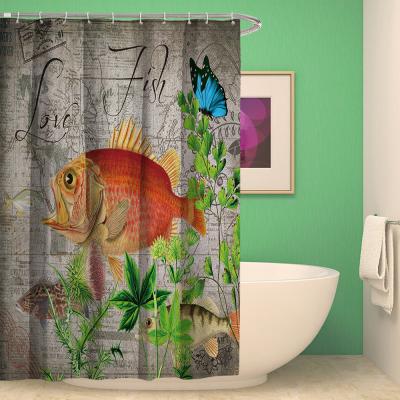 China Viable Wholesale Custom Design Hookless Shower Curtain Digital Printing Waterproof Covered Bathtub Bathroom 112 for sale