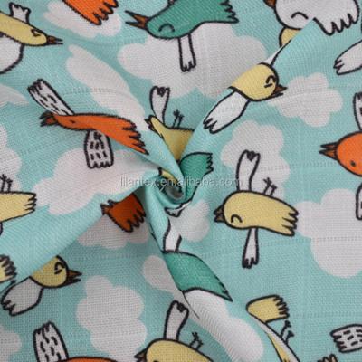 China Anti-bacteria Lanking tex no moq aby custom digital printing bamboo cotton muslin gauze fabric CT007 for sale