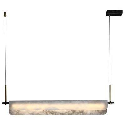 China Hanging Line Mid Century Dining Room Light Bar Nordic Light Luxury Bedroom 120cmLiving Lamp All Copper Marble Pendant Light for sale