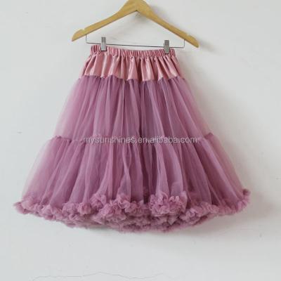 China Plus Size Dusty Pink Nylon Tutu Pettiskirt Fashionable Plus Latest Long Waist Skirt 2017 Design for sale