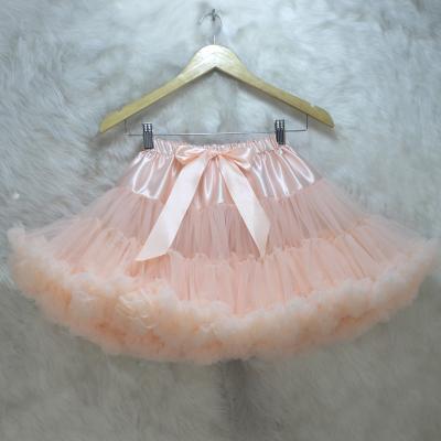 China High Quality And Stunning Peach Fashion Chiffon Breathable Tutu Wholesale Kids Clothing Boutique Kids Fluffy Girl Pettiskirt for sale