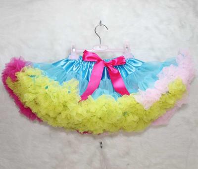 China Babies Wholesale Breathable Chiffon Pettiskirts Ballet Dance Wear Kid Fluffy Rainbow Pettiskirt for sale