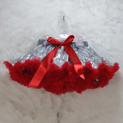 China Fluffy Girl Dance Wear Silver Sequin Pettiskirt Princess Party Skirts Ballet Tutu Breathable Wholesale Chiffon Pettiskirts Babies for sale