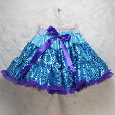 China New Styles Breathable Pettiskirt Mini Girls Sequin Skirt For Kids Blue Fluffy Kids for sale