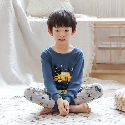 China Wholesale Breathable Cotton Boys Pajamas Children Sleepwear Autumn Car Print Kids Pajamas Clothes Sets for sale