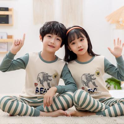 China Wholesale Breathable Boutique Baby Sleepwear Kids Cotton Bear Printed Baby Pajamas Set for sale