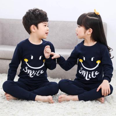 China Lovely Breathable Smile Printed Newest Spring Style Kids Sleepwear Cotton Children Pajamas for sale