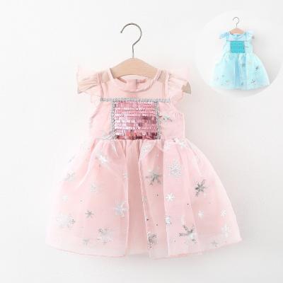 China Breathable baby frozen elsa dress elsa dress girl sequin fashion frozen dress for girls for sale