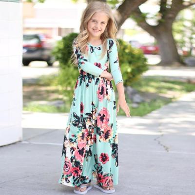 China Breathable Fashion Cotton Casual Party Kids Clothes Kids Girl Floral Long Dresses for sale