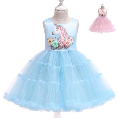 China 2019 Viable Sleeveless Blue Kids Unicorn Dresses For Girls New Style for sale