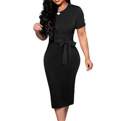 China Wholesale viable ready to ship ladies solid color bodycon Midi dress office for sale