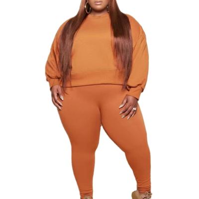 China Plus Size Womens Clothing Round Neck Sweatshirt And Pants Plus Size Jogger Set Women Two Piece Set for sale