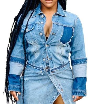 China Wholesale viable women plus size denim fabric jeans jackets for sale