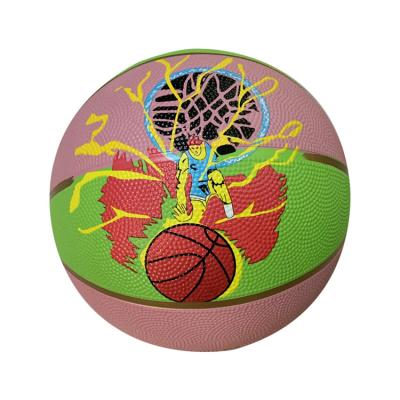 China Promotion Sale OEM Basketball Rubber Hot Pink Yellow Green Indoor Rubber Mini Basketball for sale