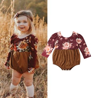 China Wholesale 2022 Breathable Spring Floral Baby Romper Summer Baby Jumpsuit Kids Floral Print Overalls 100% Cotton Breathable Spring Baby Jumpsuit Retro for sale