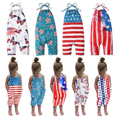 China Breathable 2022 spring baby romper clothes American Independence Day printing kids soft toss jumpsuit toddler children overalls jumpsuit for sale