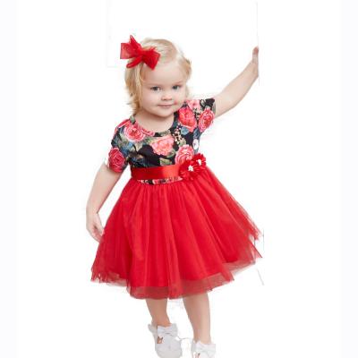 China Wholesale Anti-wrinkle Summer Fashion Baby Dresses Red Baby Princess Tutu Dress Unique Short Sleeve Birthday Little Girls Clothing Sets for sale