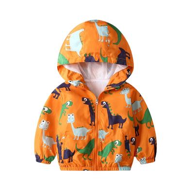 China New Spring Anti-wrinkle 2022 Autumn Baby Jacket Male Cartoon Dinosaur Hooded Children's Windproof Coat Little Boy Jacket for sale